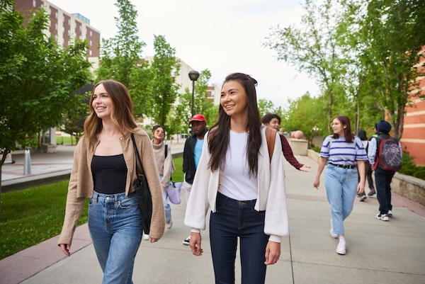 Two students walking