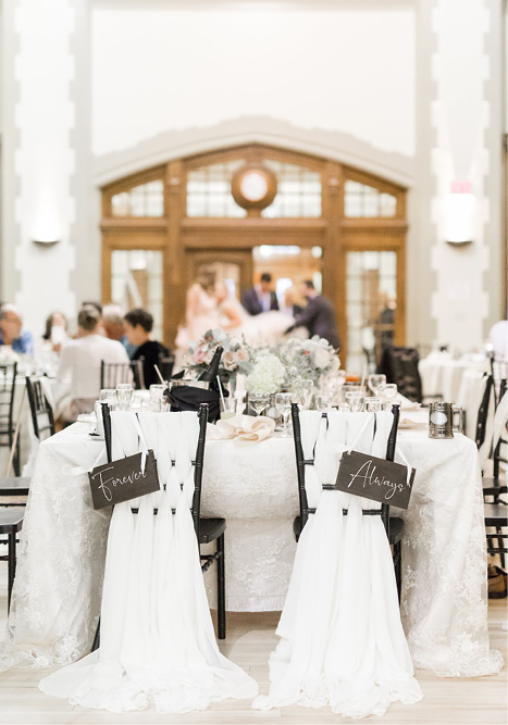 A wedding setup at SAIT's Macdonald Hall
